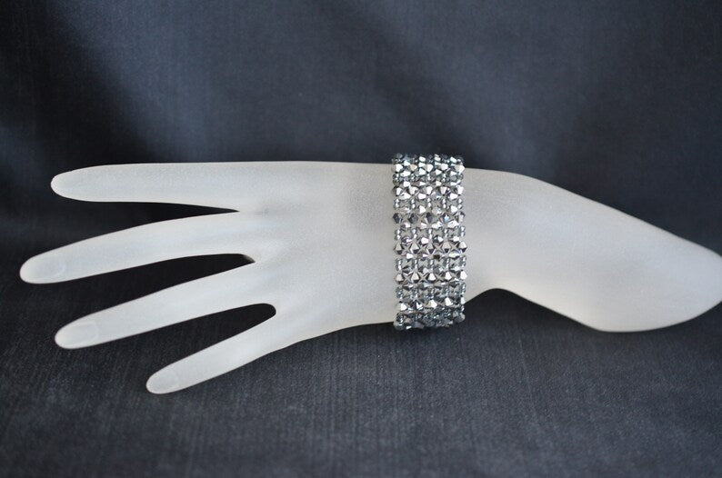 Crystal bracelet, extra large, light chrome ab2x