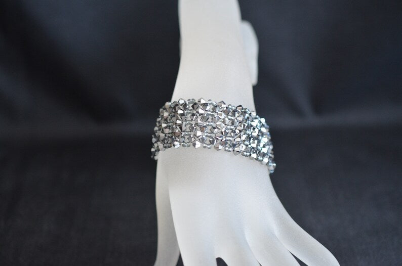 Crystal bracelet, extra large, light chrome ab2x