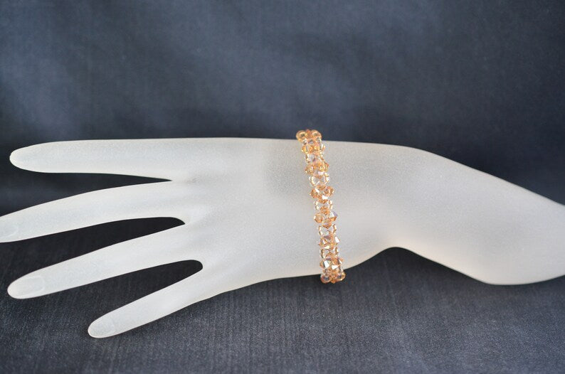 Crystal bracelet, light colorado topaz ab, women's jewelry, fashion