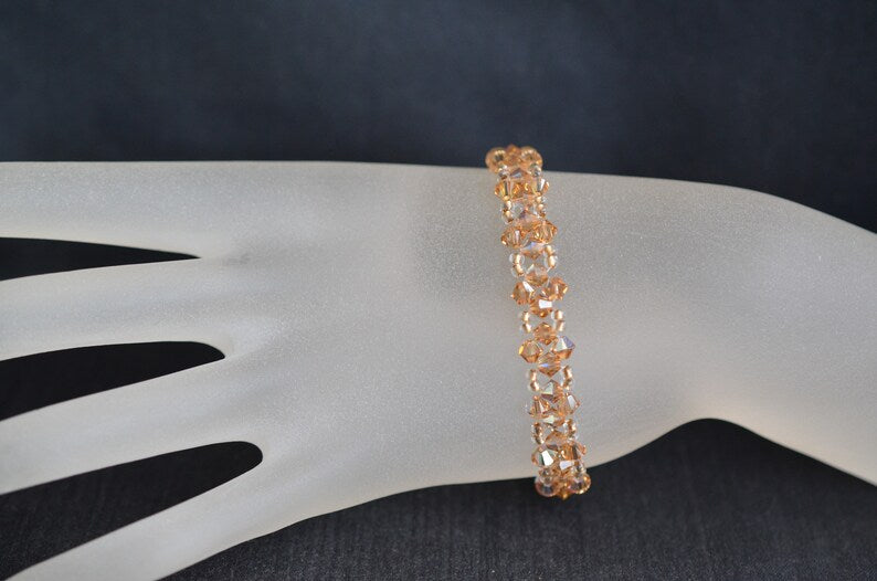 Crystal bracelet, light colorado topaz ab, women's jewelry, fashion