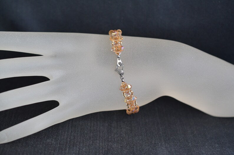 Crystal bracelet, light colorado topaz ab, women's jewelry, fashion