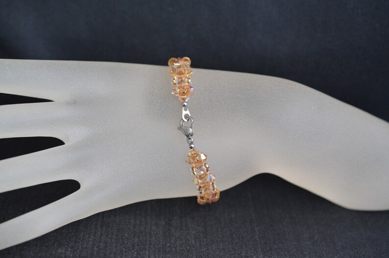 Crystal bracelet, light colorado topaz ab, women's jewelry, fashion