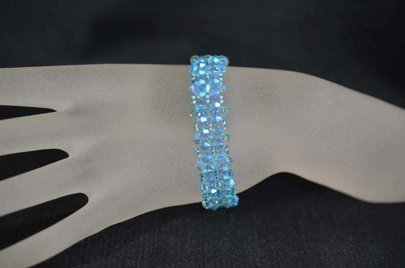 Bracelet cristal, aquamarine ab2x