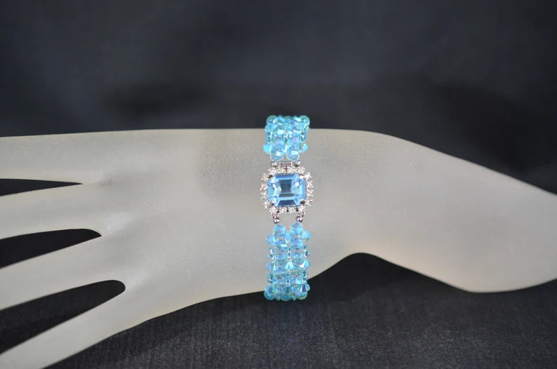 Bracelet cristal, aquamarine ab2x