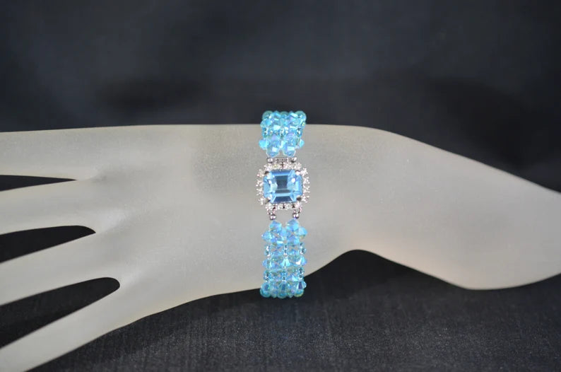 Bracelet cristal, aquamarine ab2x