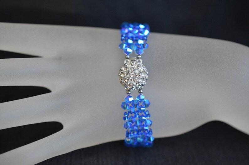 Bracelet cristal, manchette, accessoire mode, sapphire ab2x, femme