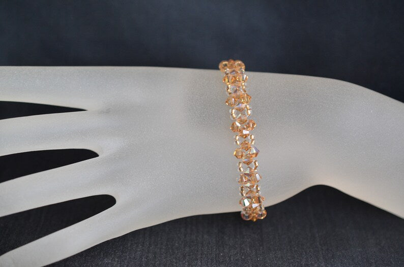 Crystal bracelet, light colorado topaz ab, women's jewelry, fashion