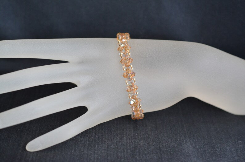 Crystal bracelet, light colorado topaz ab, women's jewelry, fashion