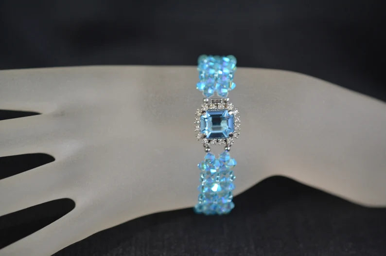 Bracelet cristal, aquamarine ab2x