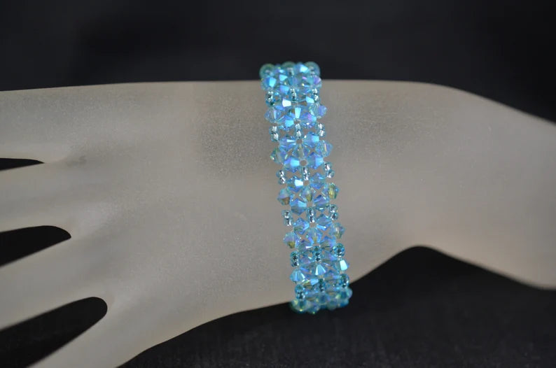 Bracelet cristal, aquamarine ab2x