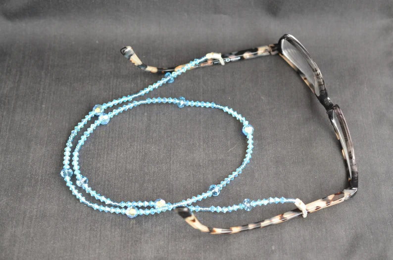 Cordon à lunette cristal, chic, aquamarine ab2x, luxe