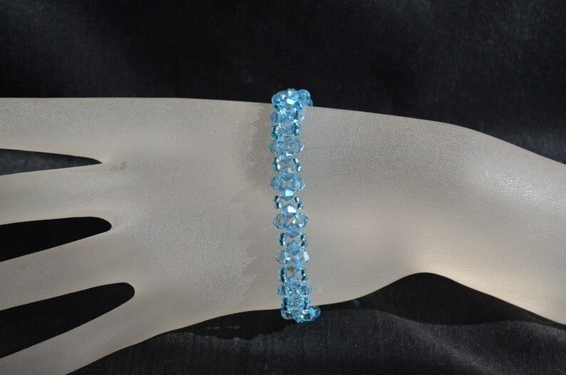 Crystal bracelet, woman, fashion, aquamarine shimmer, luxury