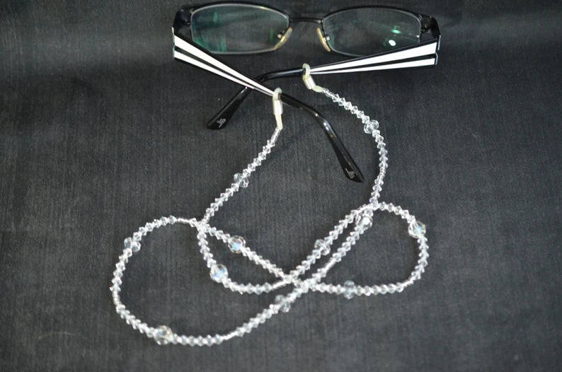 Cristal, cordon à lunettes en cristal, chic, crystal moonlight, Crystal ab2x, luxe, accessoire lunettes