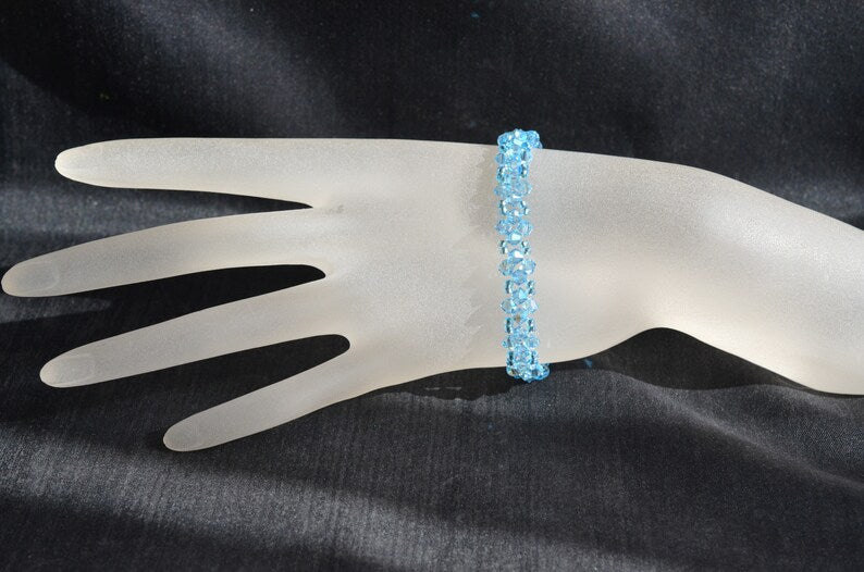 Crystal bracelet, woman, fashion, aquamarine shimmer, luxury