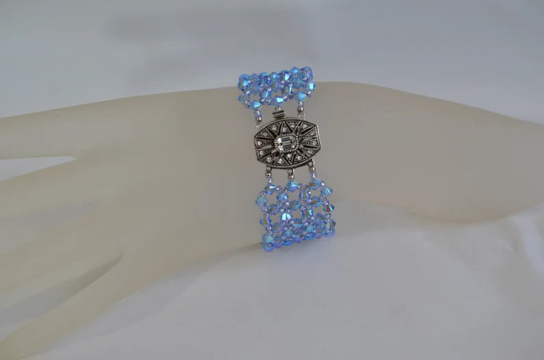 Crystal bracelet, women's jewelry, aquamarine abx, sumptuous, luxury