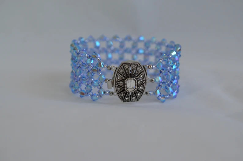 Bracelet cristal, bijou femme, aquamarine abx, somptueux, luxe