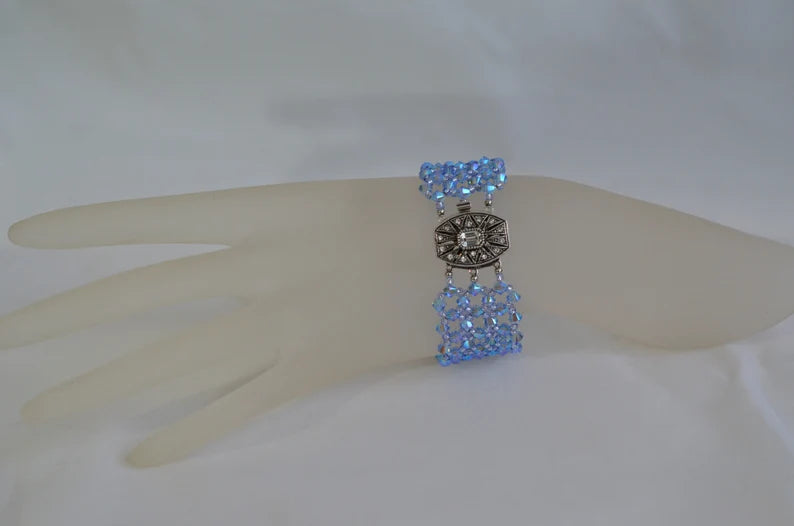 Bracelet cristal, bijou femme, aquamarine abx, somptueux, luxe