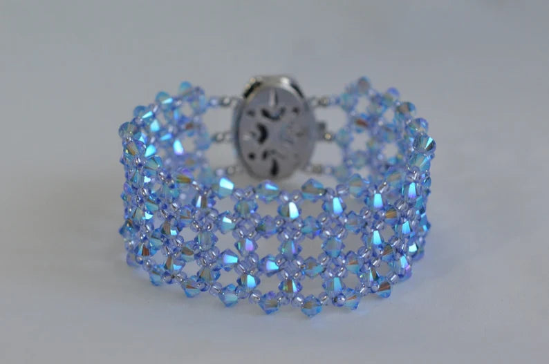 Bracelet cristal, bijou femme, aquamarine abx, somptueux, luxe