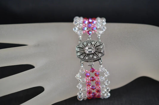 Crystal bracelet, pink ab2x, moonligth crystal, sumptuous, luxury