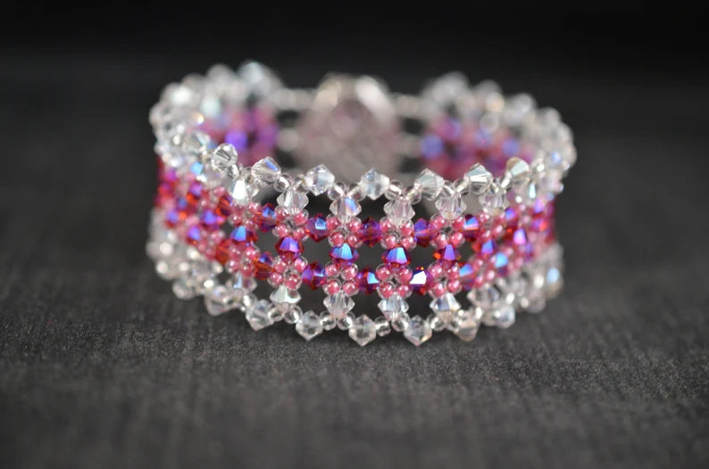 Bracelet cristal, rose ab2x, cristal moonligth, somptueux, luxe