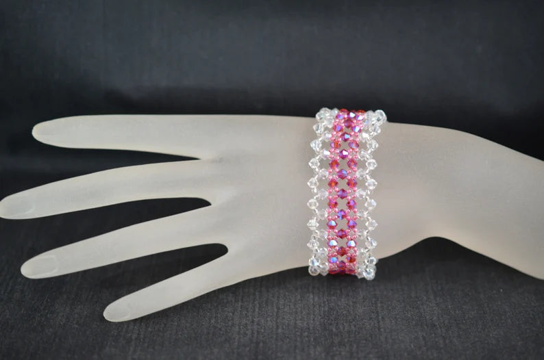 Bracelet cristal, rose ab2x, cristal moonligth, somptueux, luxe