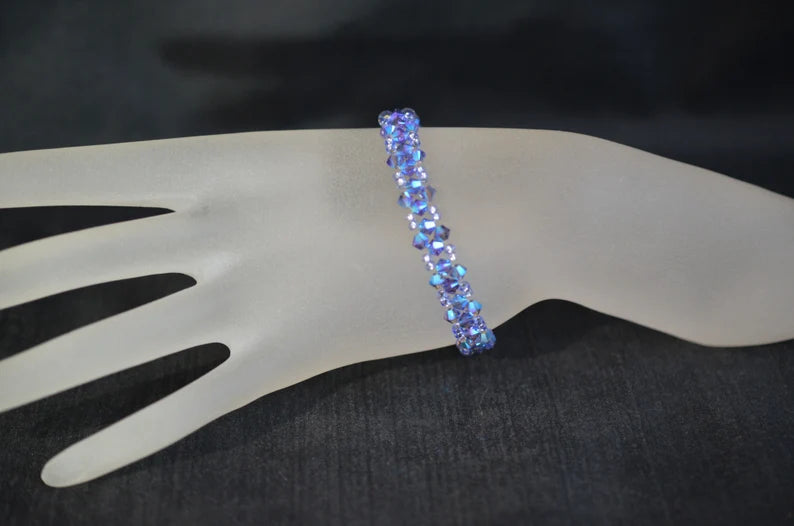 Bracelet cristal, tanzanite ab2x