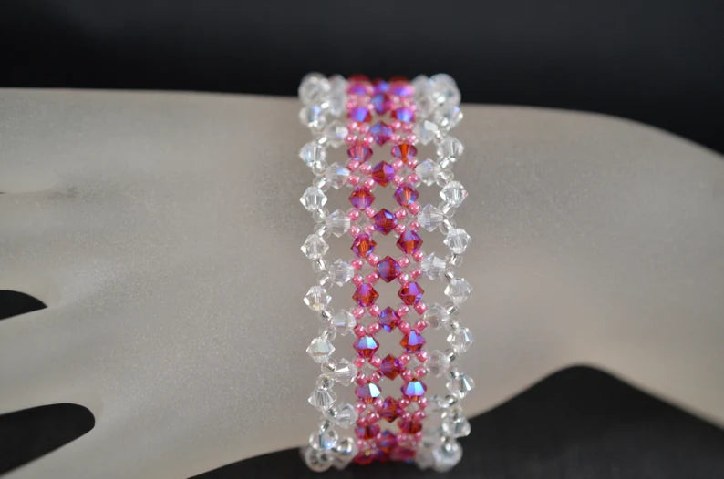 Crystal bracelet, pink ab2x, moonligth crystal, sumptuous, luxury