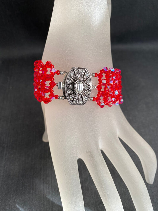 Bracelet cristal, bijou femme, light siam ab, somptueux, luxe