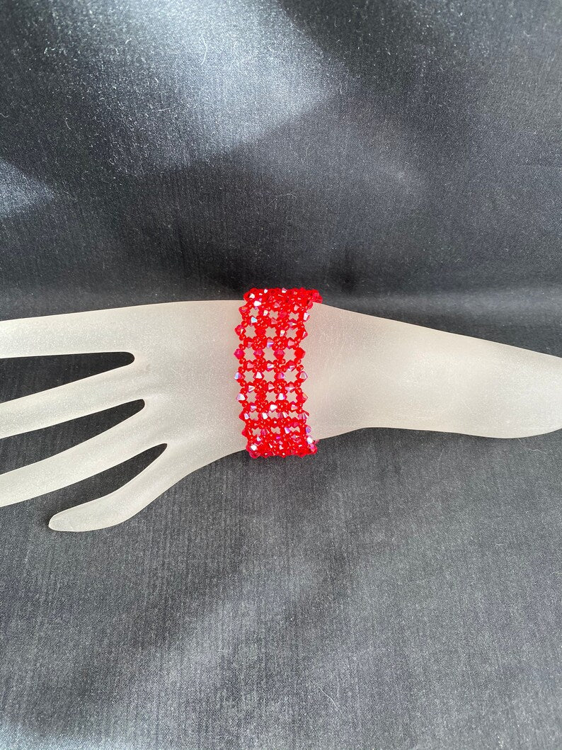 Crystal bracelet, women's jewelry, light siam ab, sumptuous, luxury