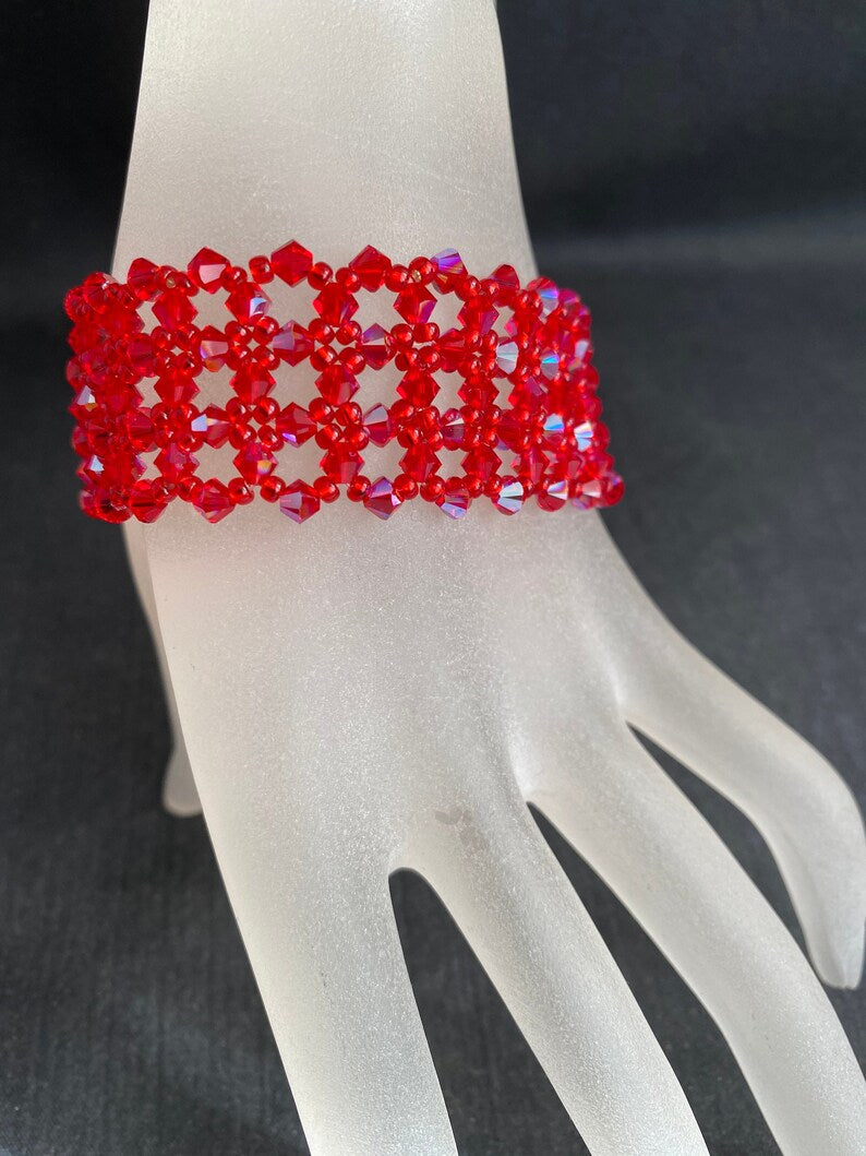 Crystal bracelet, women's jewelry, light siam ab, sumptuous, luxury