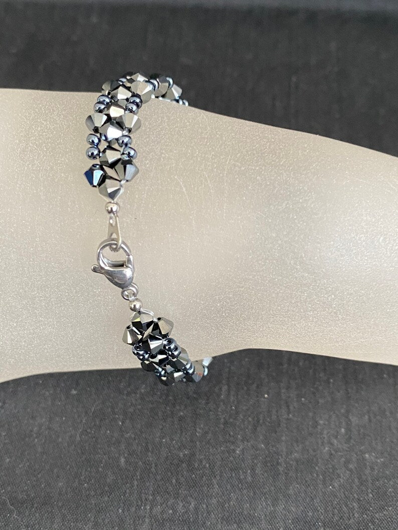 Crystal bracelet, hematite 2x