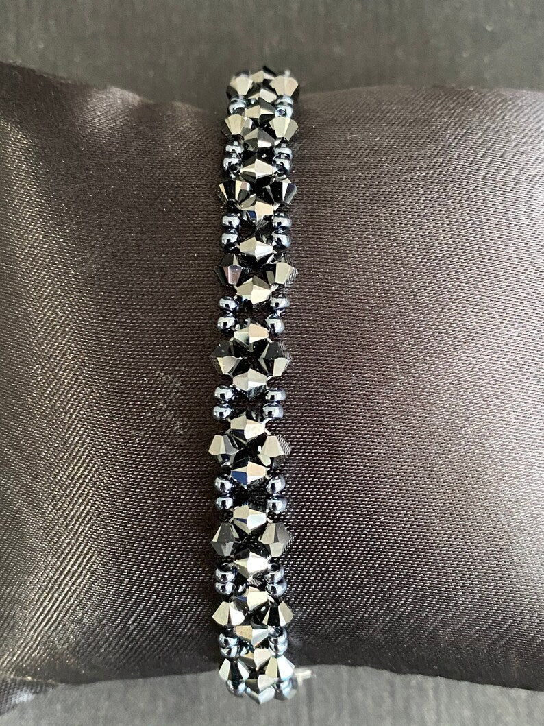 Crystal bracelet, hematite 2x