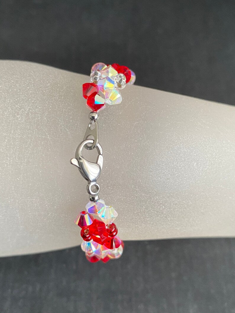 Crystal bracelet, light siam ab, crystal ab2X