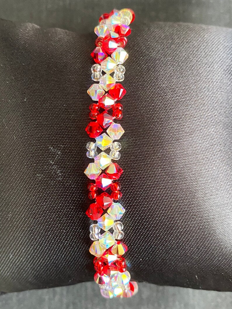 Crystal bracelet, light siam ab, crystal ab2X