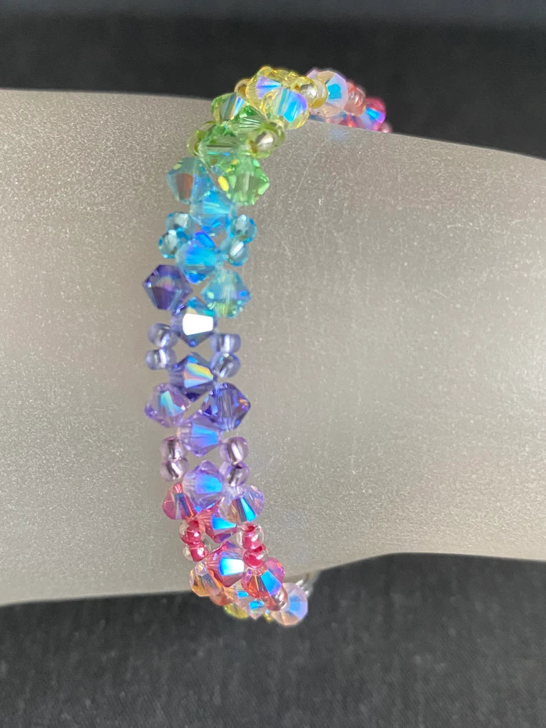 Bracelet cristal, arc-en-ciel, chic, mode, femme