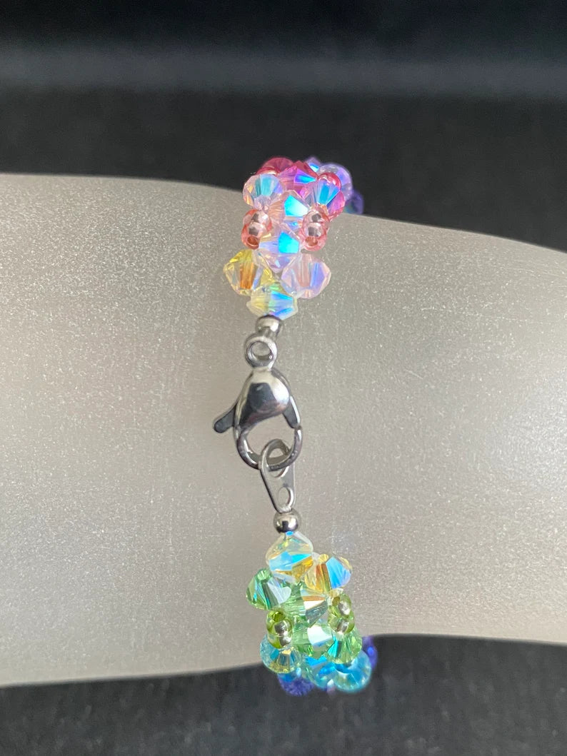 Bracelet cristal, arc-en-ciel, chic, mode, femme