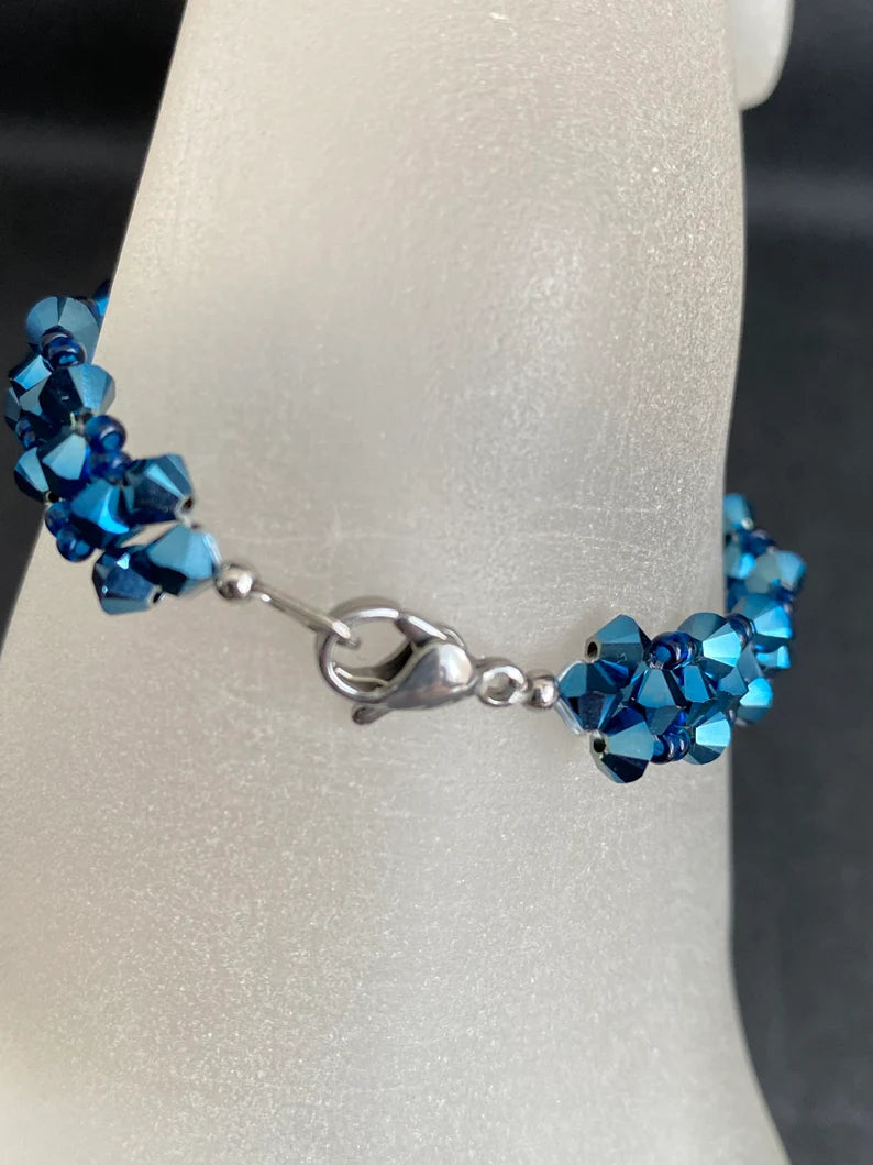 Bracelet cristal, metallic blue 2x