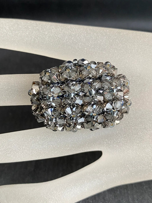 Crystal ring, woman, crystal silver night, luxury, "Grandiosa"