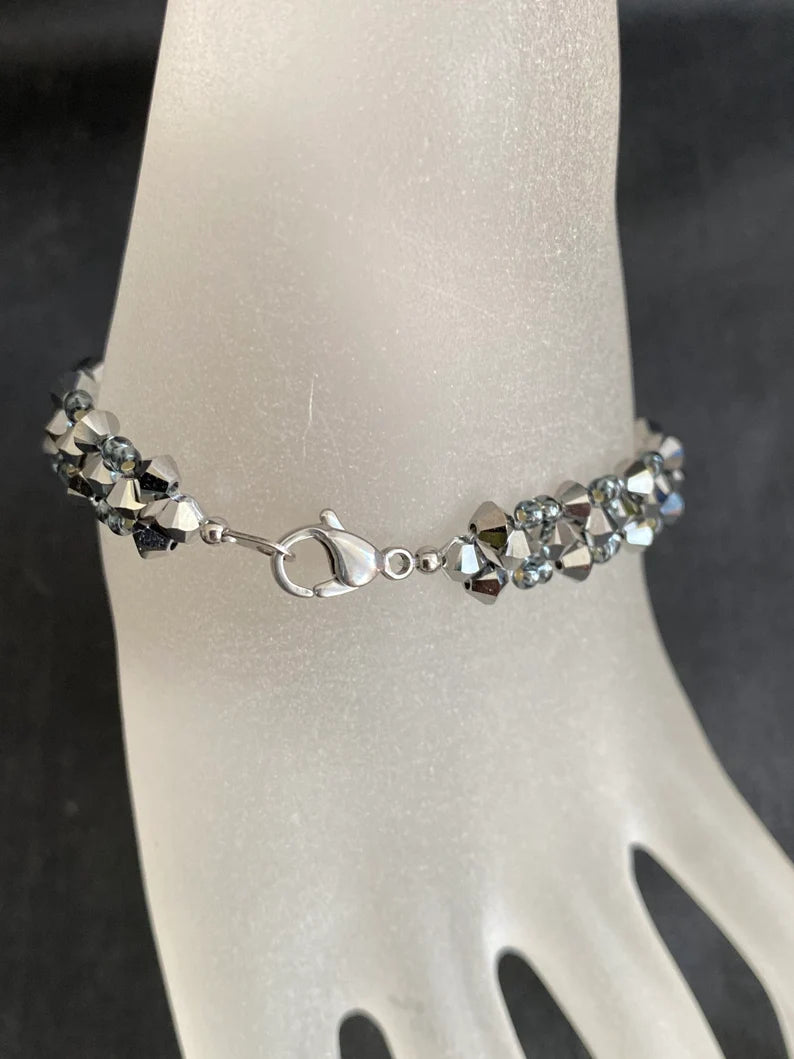 Crystal bracelet, light chrome crystal 2x