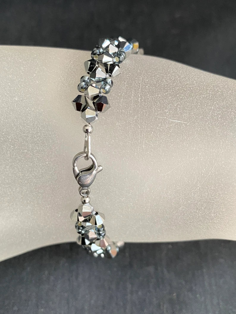 Crystal bracelet, light chrome crystal 2x