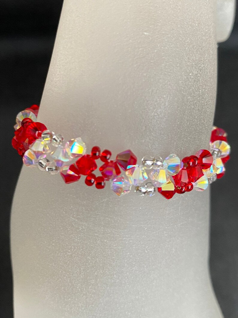 Crystal bracelet, light siam ab, crystal ab2X