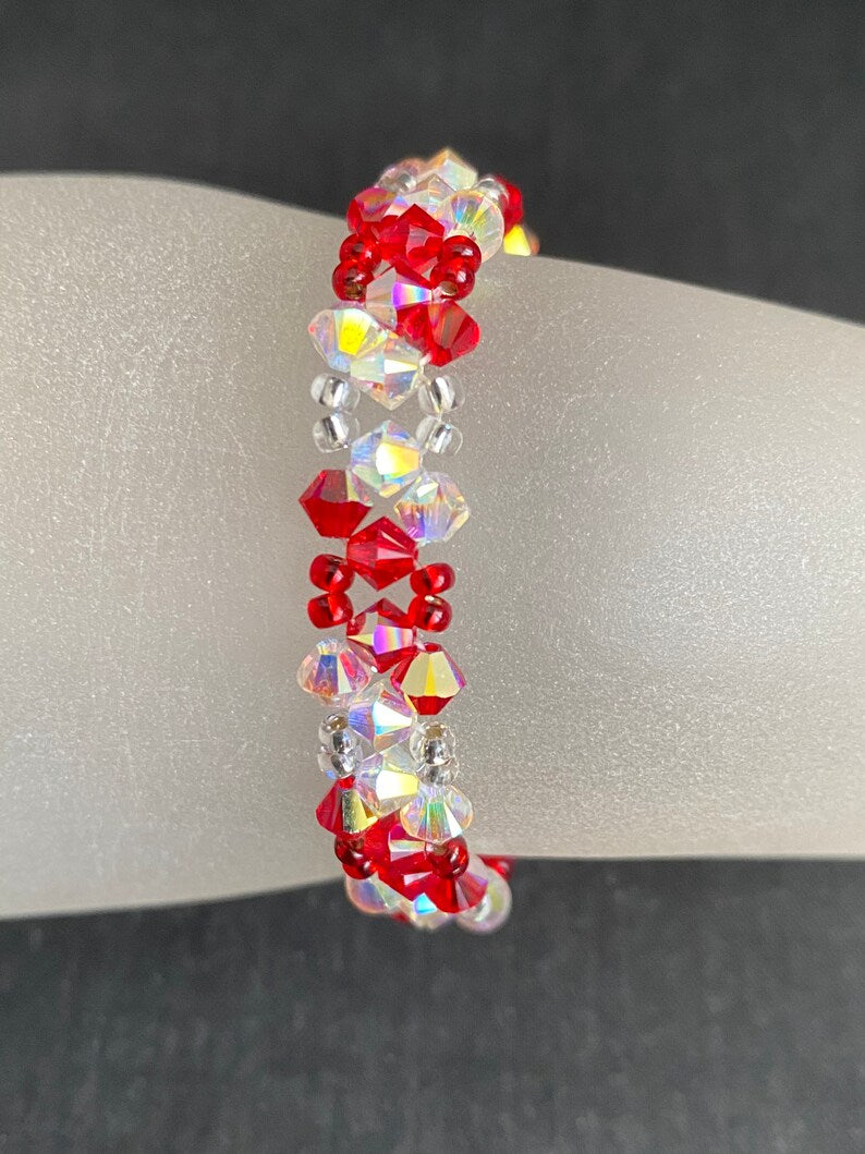 Crystal bracelet, light siam ab, crystal ab2X