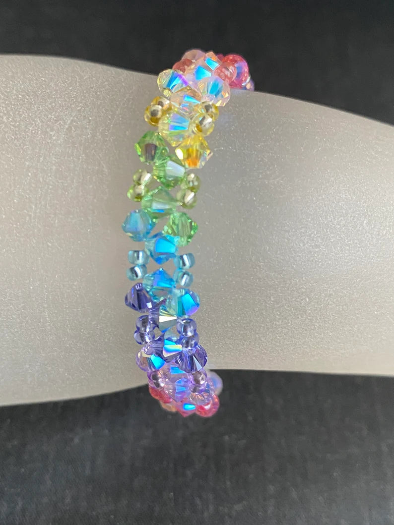 Bracelet cristal, arc-en-ciel, chic, mode, femme