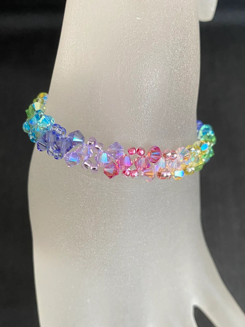 Bracelet cristal, arc-en-ciel, chic, mode, femme