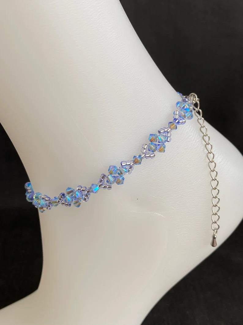 Bracelet de cheville, light sapphire ab2x, bijou corps