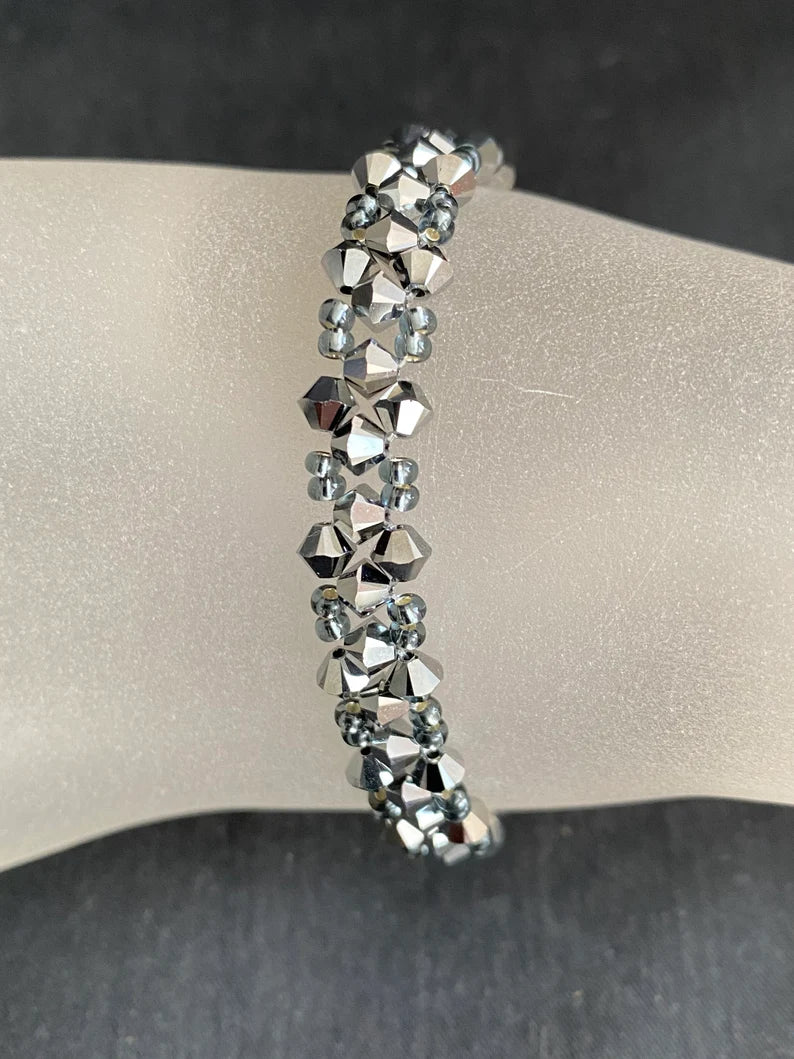 Crystal bracelet, light chrome crystal 2x