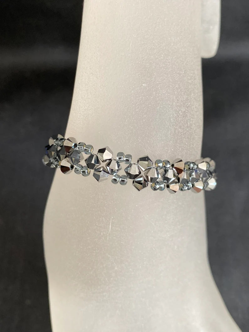 Crystal bracelet, light chrome crystal 2x