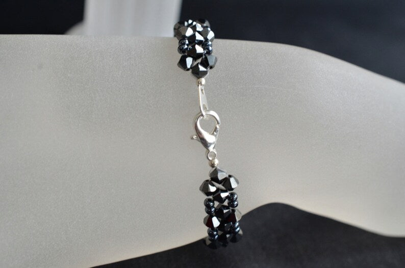 Crystal bracelet, hematite 2x