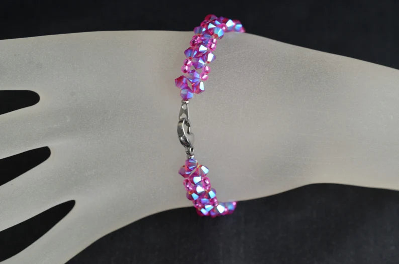 Crystal bracelet, fuschia ab2x