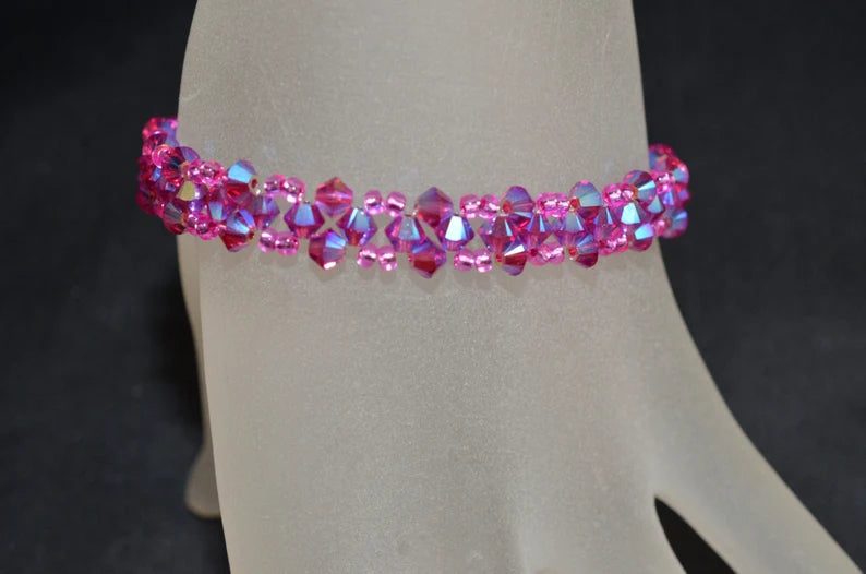 Crystal bracelet, fuschia ab2x